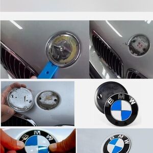 BMW Black and Silver Car Emblem